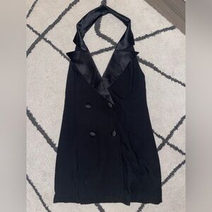 NEVER WORN Hello Molly Black Button Up Low V Neck Dress